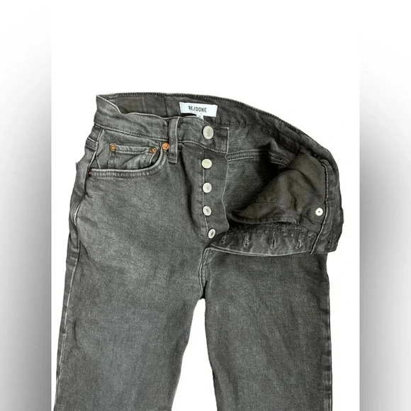 RE/DONE Women's Button Fly Stretch High Rise Ankle Crop Jean Faded Stone Size 24 - Picture 6 of 9